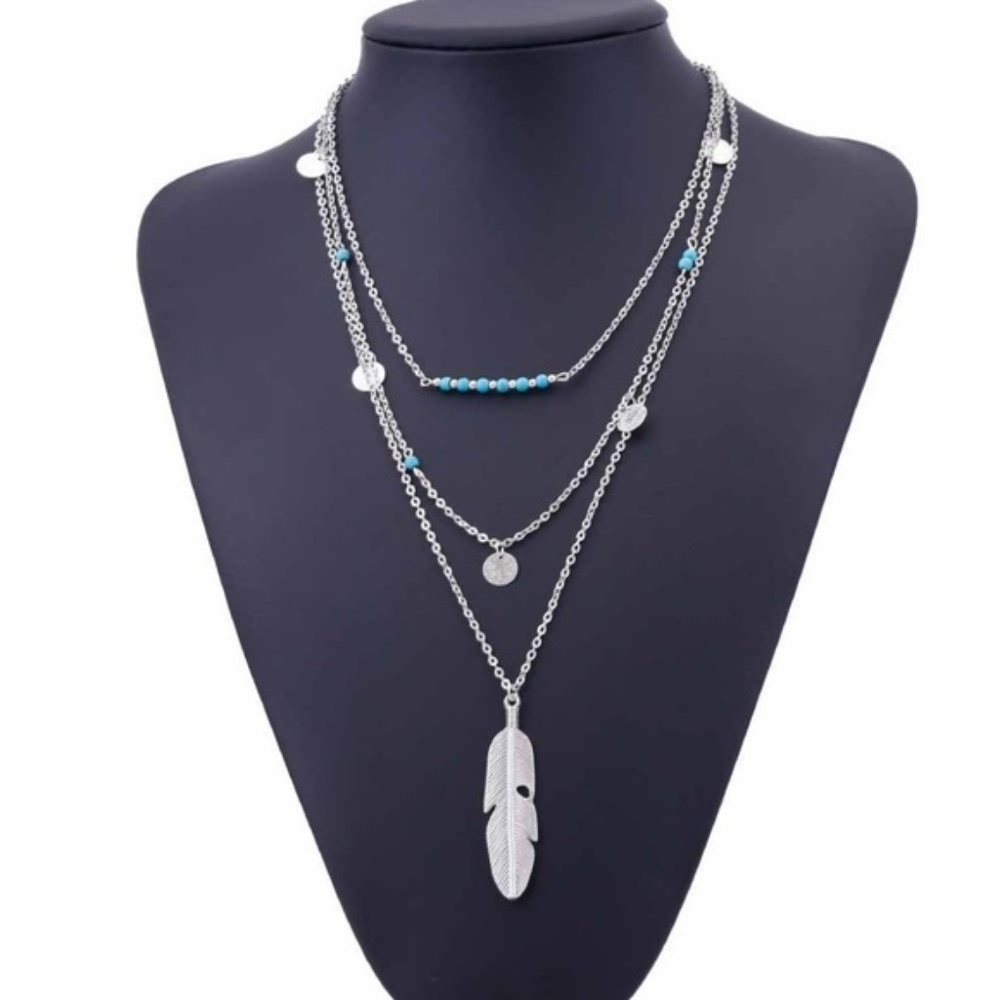 Boho Layered Necklace (Silver)